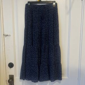 Aerie Dark Blue Boho Animal Printed Maxi Skirt
